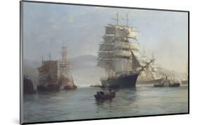 Chinese Port - Morning Departures-Montague Dawson-Mounted Premium Giclee Print