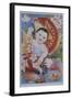 Chinese Poster with Baby, Koi and Rooster-null-Framed Giclee Print