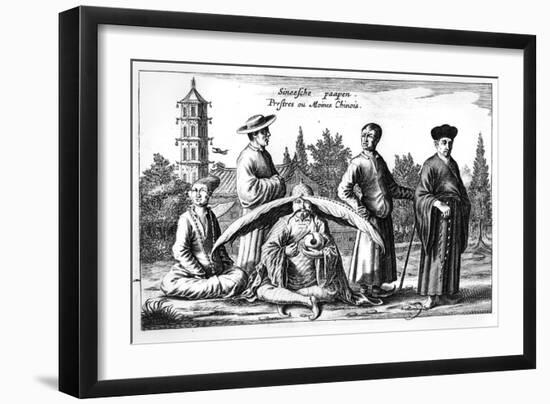 Chinese Priests and Monks, from "China Illustrated" by Athanasius Kircher-null-Framed Giclee Print