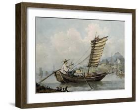 Chinese Sailor Smoking in His Junk, 1795-William Alexander-Framed Giclee Print