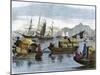 Chinese Sampans in the Harbour of Hong Kong, C1875-null-Mounted Giclee Print