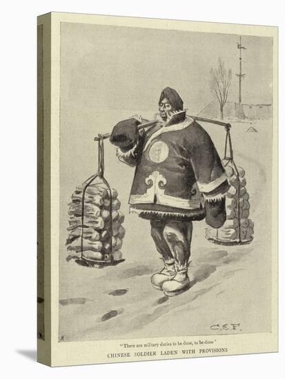 Chinese Soldier Laden with Provisions-Charles Edwin Fripp-Stretched Canvas