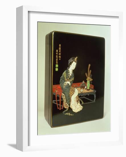 Chinese-Style Writing Box, Japanese, Inscribed with the Green Pottery Seal of Ritsuo, Ivory-null-Framed Giclee Print