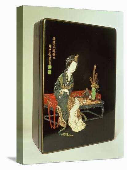 Chinese-Style Writing Box, Japanese, Inscribed with the Green Pottery Seal of Ritsuo, Ivory-null-Stretched Canvas