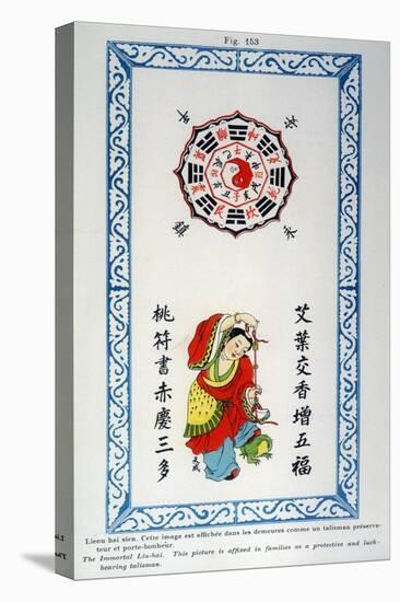 Chinese Talisman Featuring the Immortal Liu-Hai Used in Families for Protection and Good Luck-null-Stretched Canvas