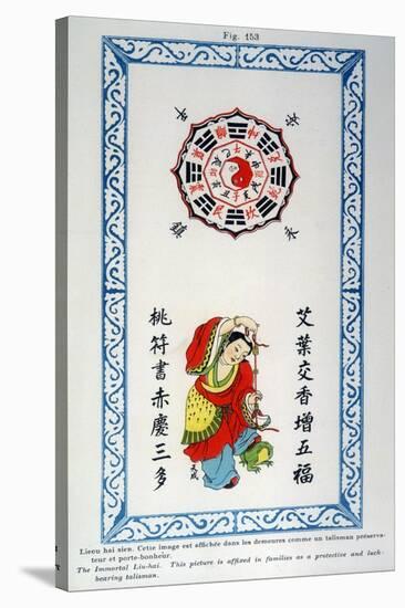 Chinese Talisman Featuring the Immortal Liu-Hai Used in Families for Protection and Good Luck-null-Stretched Canvas