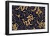 Chinese Traditional Golden Dragon and Peony Pattern-Kevin Leng Ker Lun-Framed Art Print