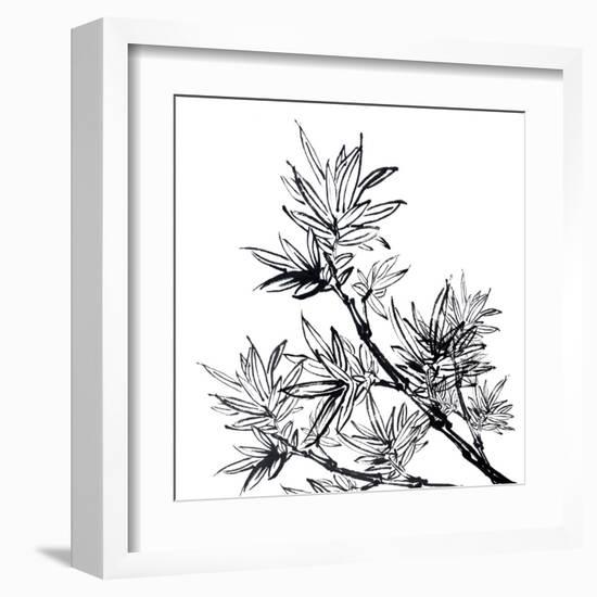 Chinese Traditional Ink Painting, Bamboo On White Background-elwynn-Framed Art Print