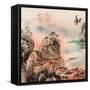 Chinese Traditional Ink Painting, Landscape of Season, Fall.-elwynn-Framed Stretched Canvas