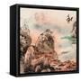 Chinese Traditional Ink Painting, Landscape of Season, Fall.-elwynn-Framed Stretched Canvas