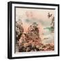 Chinese Traditional Ink Painting, Landscape of Season, Fall.-elwynn-Framed Art Print