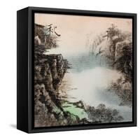 Chinese Traditional Ink Painting, Landscape of Season, Fall.-elwynn-Framed Stretched Canvas