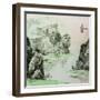 Chinese Traditional Ink Painting, Landscape of Season, Spring.-elwynn-Framed Art Print