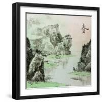 Chinese Traditional Ink Painting, Landscape of Season, Spring.-elwynn-Framed Art Print