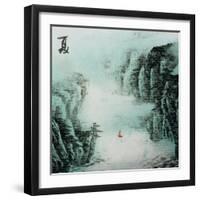 Chinese Traditional Ink Painting, Landscape of Season, Summer.-elwynn-Framed Art Print