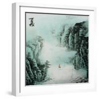 Chinese Traditional Ink Painting, Landscape of Season, Summer.-elwynn-Framed Art Print