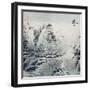 Chinese Traditional Ink Painting, Landscape of Season, Winter.-elwynn-Framed Art Print