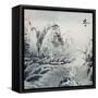 Chinese Traditional Ink Painting, Landscape of Season, Winter.-elwynn-Framed Stretched Canvas