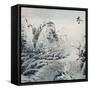 Chinese Traditional Ink Painting, Landscape of Season, Winter.-elwynn-Framed Stretched Canvas