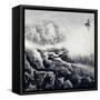 Chinese Traditional Ink Painting, Landscape of Season, Winter.-elwynn-Framed Stretched Canvas