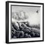 Chinese Traditional Ink Painting, Landscape of Season, Winter.-elwynn-Framed Art Print