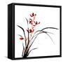 Chinese Traditional Ink Painting Of Orchid On White Background-elwynn-Framed Stretched Canvas