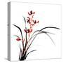 Chinese Traditional Ink Painting Of Orchid On White Background-elwynn-Stretched Canvas