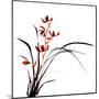 Chinese Traditional Ink Painting Of Orchid On White Background-elwynn-Mounted Art Print