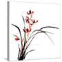 Chinese Traditional Ink Painting Of Orchid On White Background-elwynn-Stretched Canvas