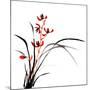 Chinese Traditional Ink Painting Of Orchid On White Background-elwynn-Mounted Art Print