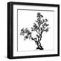 Chinese Traditional Ink Painting, Pine Tree On White Background-elwynn-Framed Art Print