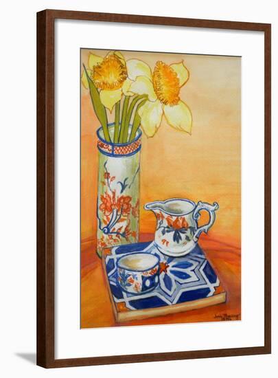 Chinese Vase with Daffodils, Pot and Jug-Joan Thewsey-Framed Giclee Print