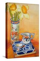 Chinese Vase with Daffodils, Pot and Jug-Joan Thewsey-Stretched Canvas