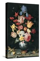 Chinese Vase with Flowers, Shells and Insects-Balthasar van der Ast-Stretched Canvas