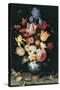 Chinese Vase with Flowers, Shells and Insects-Balthasar van der Ast-Stretched Canvas