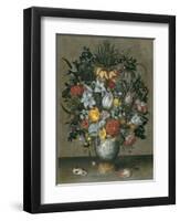 Chinese Vase with Flowers, Shells and Insects-Ambrosius Bosschaert the Elder-Framed Giclee Print