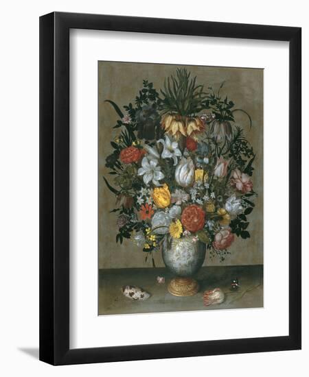 Chinese Vase with Flowers, Shells and Insects-Ambrosius Bosschaert the Elder-Framed Giclee Print