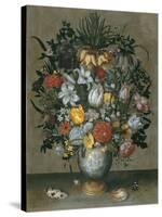 Chinese Vase with Flowers, Shells and Insects-Ambrosius Bosschaert the Elder-Stretched Canvas