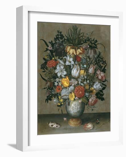 Chinese Vase with Flowers, Shells and Insects-Ambrosius Bosschaert the Elder-Framed Giclee Print