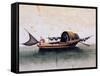 Chinese Vessel, Painting on Silk, 19th Century-null-Framed Stretched Canvas