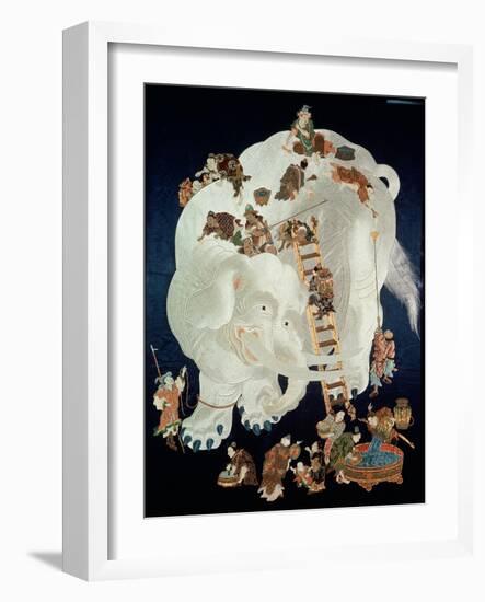 Chinese Washing a White Elephant, Gift Cover, 1800-50-null-Framed Premium Giclee Print