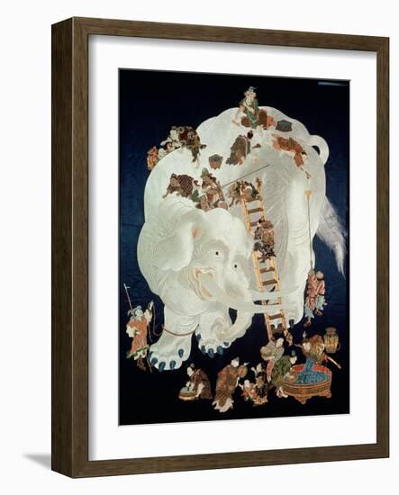 Chinese Washing a White Elephant, Gift Cover, 1800-50-null-Framed Giclee Print