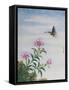 Chinese Watercolor of a Moth and Pink Carnations-null-Framed Stretched Canvas