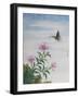 Chinese Watercolor of a Moth and Pink Carnations-null-Framed Giclee Print