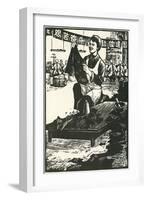 Chinese Worker Cutting Cloth-null-Framed Art Print