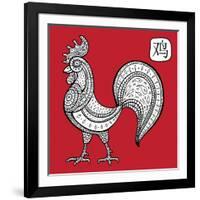 Chinese Zodiac. Animal Astrological Sign. Cock.-Katyau-Framed Art Print