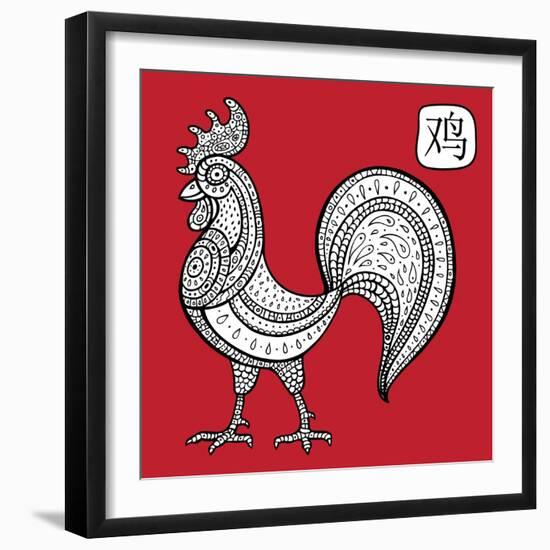 Chinese Zodiac. Animal Astrological Sign. Cock.-Katyau-Framed Art Print