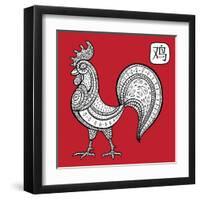 Chinese Zodiac. Animal Astrological Sign. Cock.-Katyau-Framed Art Print