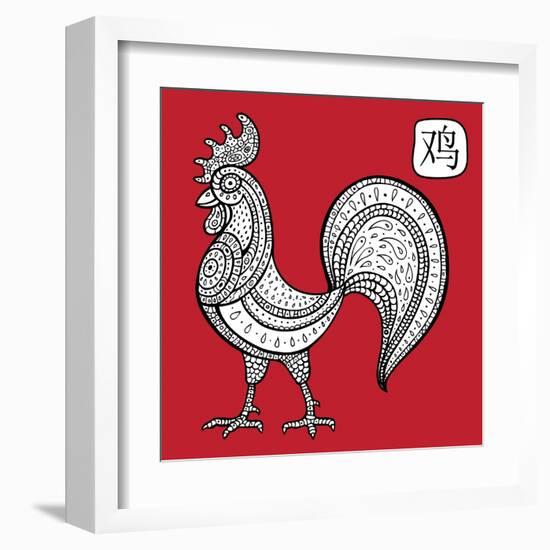 Chinese Zodiac. Animal Astrological Sign. Cock.-Katyau-Framed Art Print