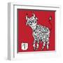 Chinese Zodiac. Animal Astrological Sign. Cow.-Katyau-Framed Art Print